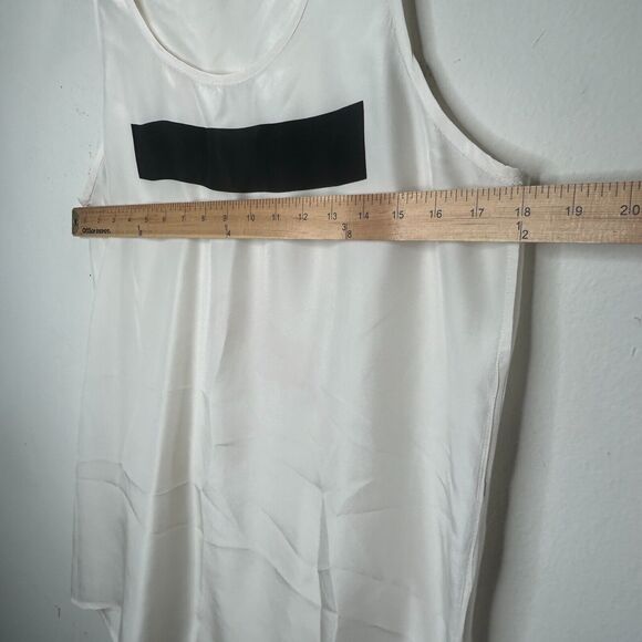 Allsaints Off-White 100% Silk Long Line Tank Top Black Rectangle Block Front 8 - Picture 7 of 8